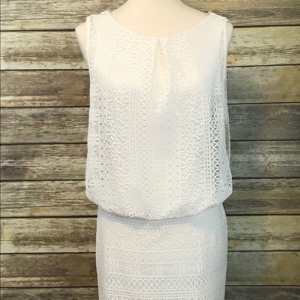 White Lace Above the Knee Dress